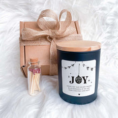 Personalised Scented Christmas Candle Gift with your text Personalised Gift Set for Her Him Cosy Vegan Xmas Present
