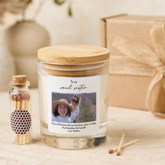 Personalised Soul Sister Christmas Candle Gift with Photo and Message for Best Friend Bestie