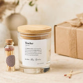 Personalised Teacher Candle Gift Set FREE GIFT BOX Teacher Definition Keepsake for End of Term Christmas or Teacher’s Day Year End Present