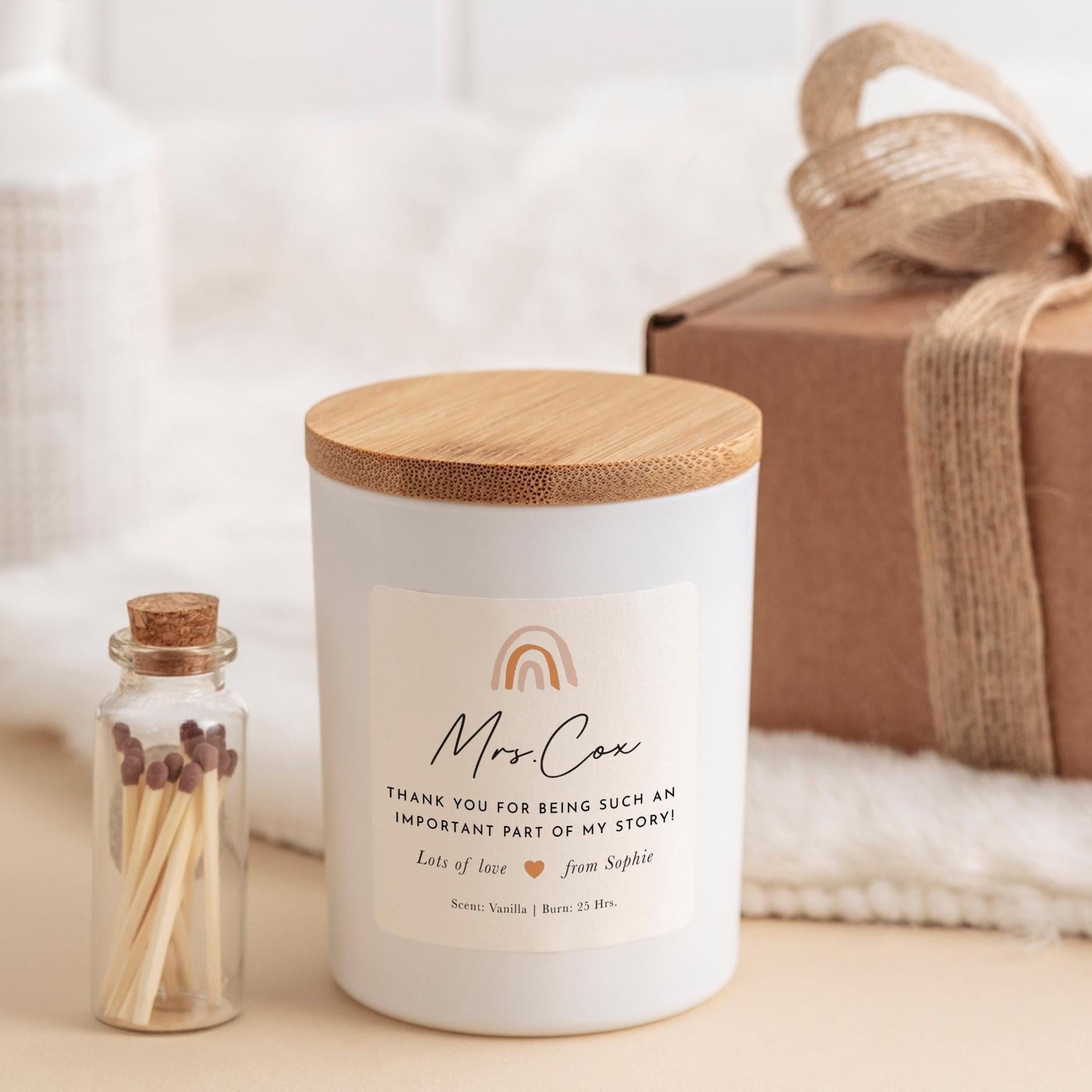 Personalised Teacher Candle Gift Set Thank You End of Term Gift for Teacher Teacher Assistant Headteacher Nursery Primary End of Year