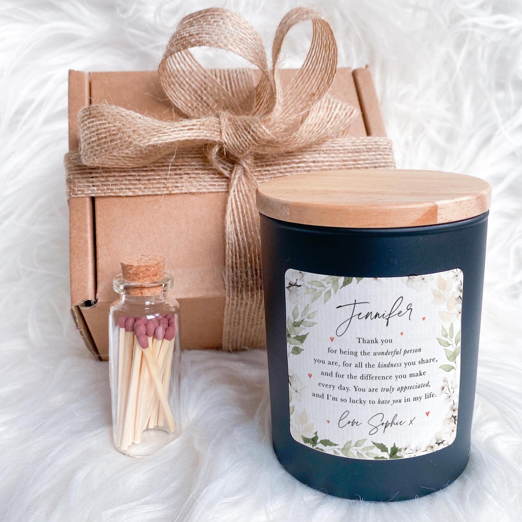 Personalised Thank You Candle Gift With Name & Message for Teacher Doctor Friend Mum Daughter Nanny or Mentor Appreciation Keepsake