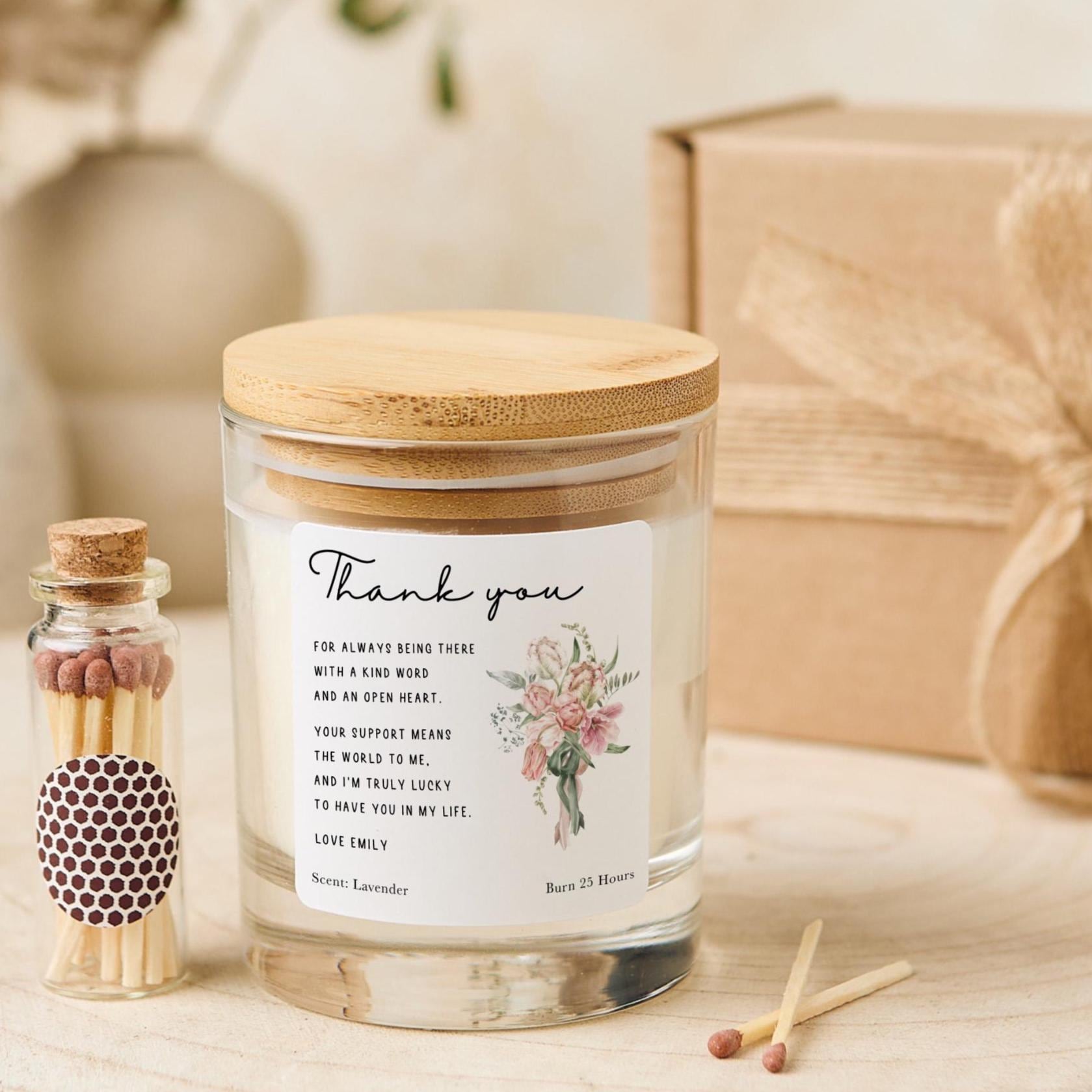 Personalised Thank You Gift Vegan Candle Appreciation Keepsake Present for Friend Teacher Mentor Colleague Nurse Doctor