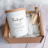 Personalised thank you scented candle with your text, Includes Gift Box & Matches, Gift for her him Minimalist luxury Teacher appreciation