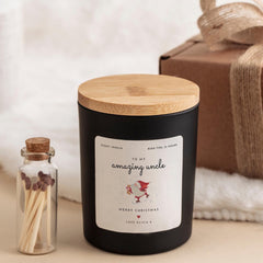 Personalised Uncle Christmas Candle Gift Set Box Vegan Soy Wax Candle