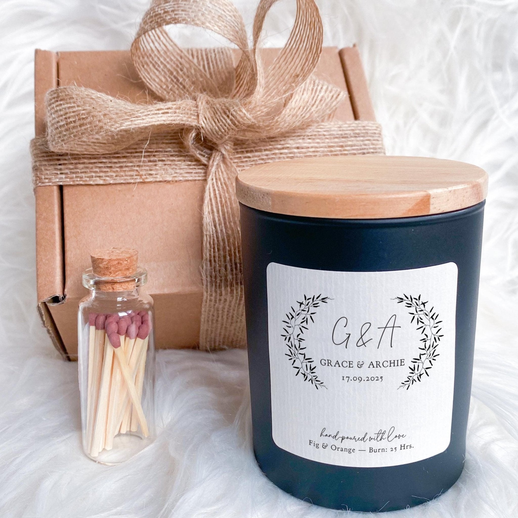 Personalised Wedding Candle Gift for Couple Engagement Anniversary Keepsake for Bride and Groom Gift Soy Wax Vegan Scented Candle