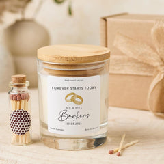 Personalised Wedding Candle Gift Mr & Mrs Engagement Keepsake with Last Names and Date Romantic Present for Newlyweds or Couples