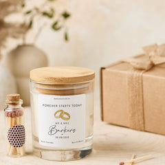 Personalised Wedding Candle Gift Mr & Mrs Engagement Keepsake with Last Names and Date Romantic Present for Newlyweds or Couples