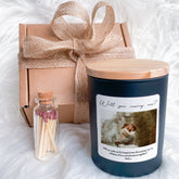 Photo scented candle with custom text, Christmas birthday Anniversary Valentine's Day Engagement gift for her couple bridesmaid Proposal