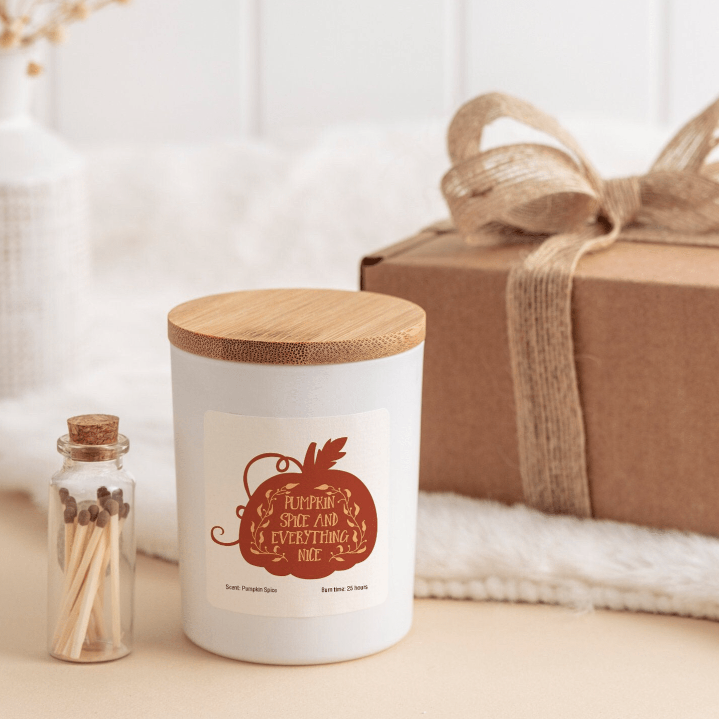 Pumpkin Spice Soy Wax Scented Candle, Autumn Candle Hand - Poured Cosy Autumn Gift for Friends Mum Dad Grandma Home Decor September Birthday