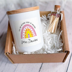 Rainbow Teacher Candle Gift You are nothing short of amazing Colourful Thank You Present for Nursery Primary or Reception End of Term Year