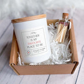 Romantic Candle Gift Set with Matches Together Is My Favourite Place To Be for Wife Girlfriend Boyfriend Husband Anniversary Valentine's Day