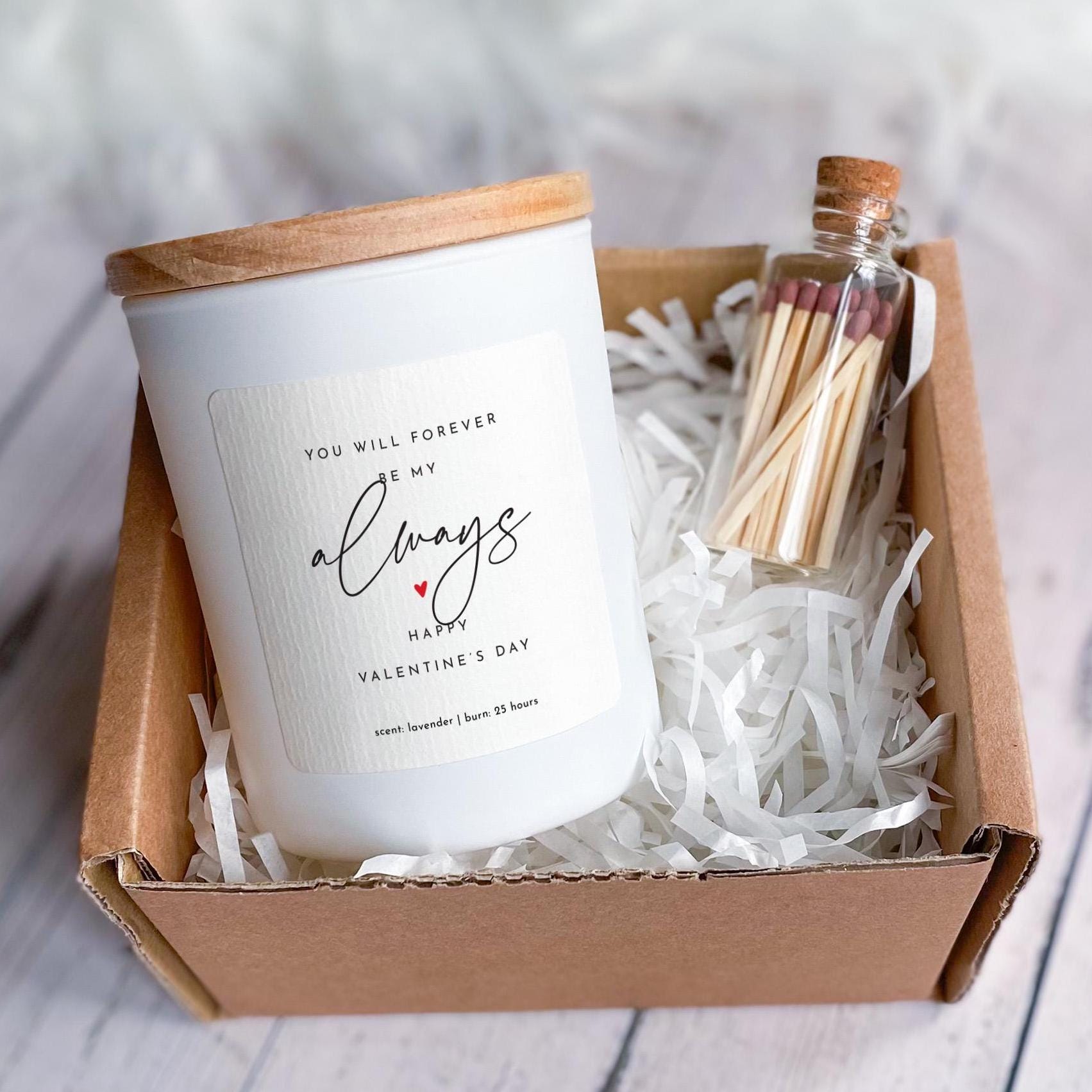 Romantic Valentine's Day Vegan Scented Candle Gift Set for Girlfriend Wife Husband Boyfriend You Will Forever Be My Always Keepsake Love