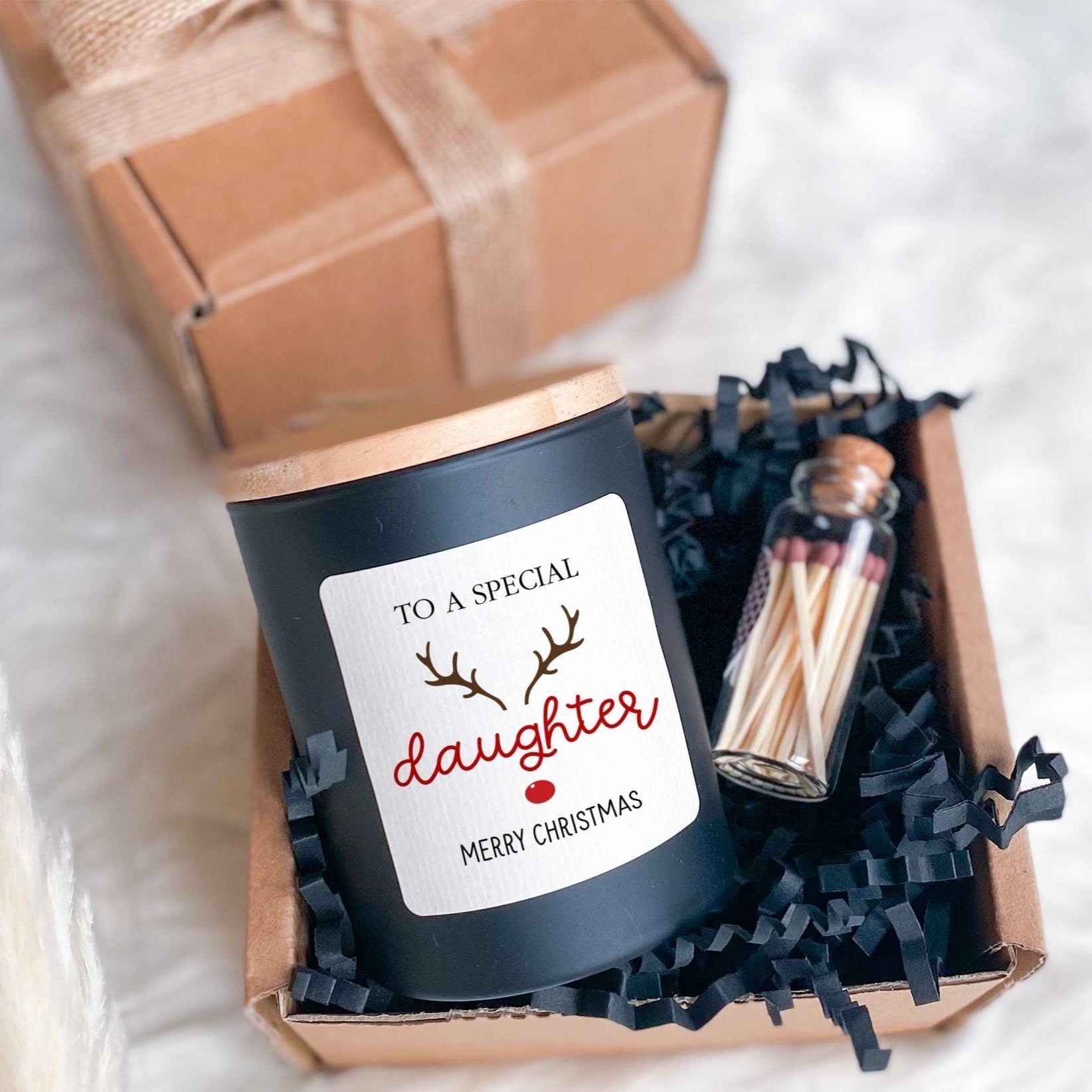 Scented Candle Christmas Gift for Daughter Gift Set for Daughter Merry Christmas Cosy Stylish Vegan Xmas Present for Daughter