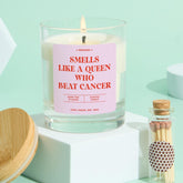 Smells Like A Queen Who Beat Cancer Scented Candle Gift Cancer Survivor Recovery Present for Her Get Well Soon