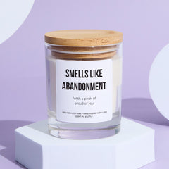 Smells Like Abandonment Funny Candle Gift for Breakup Divorce or New Job Friend Present Quirky Birthday Candle Keepsake for Him or Her