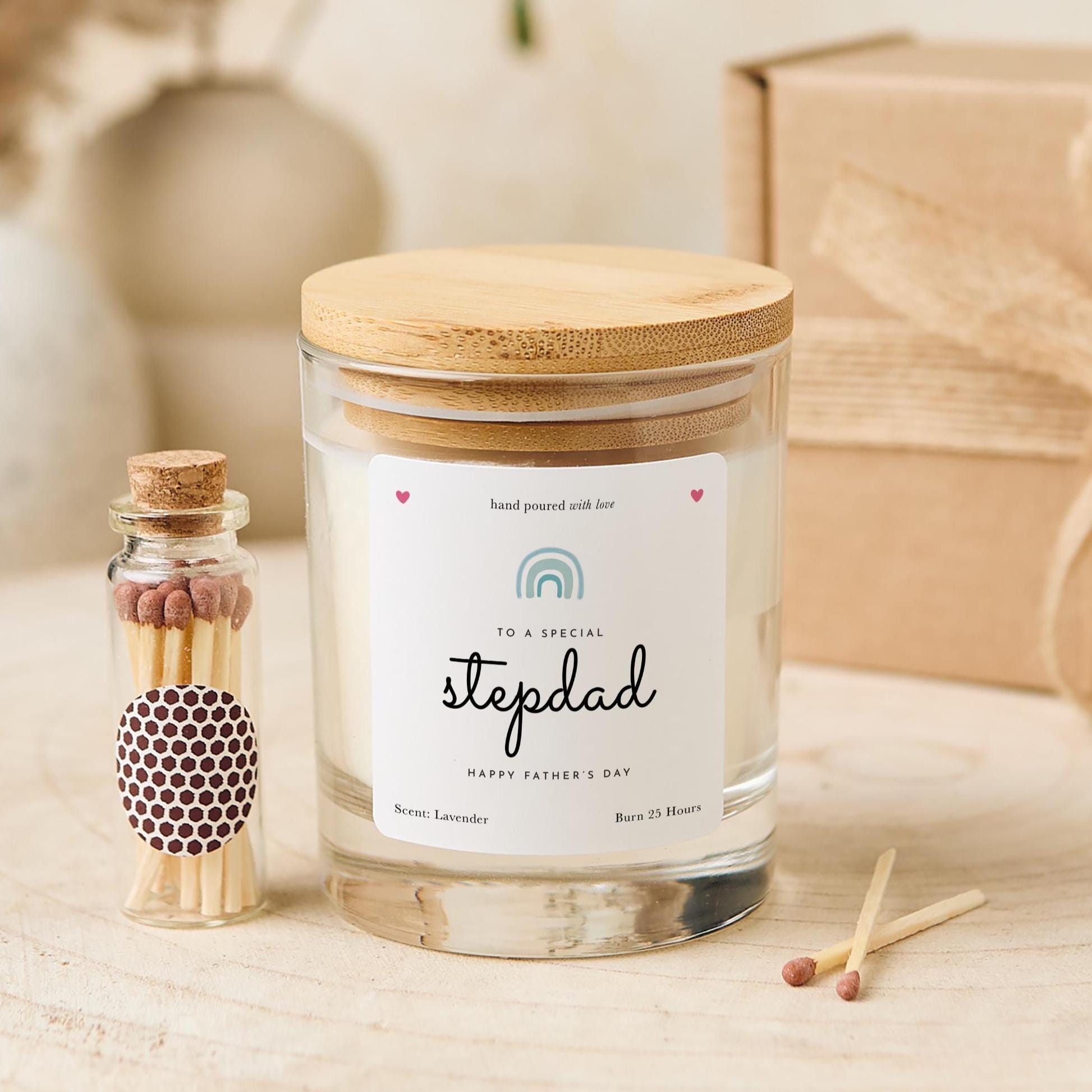 Stepdad Candle Gift Set Special Father's Day Keepsake A Thoughtful and Heartfelt Gift to Celebrate a Wonderful Bonus Dad