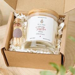 Stepdad Christmas Candle Gift Festive Holiday Keepsake Present for Him Thoughtful Seasonal Gift Box for Special Step - Father