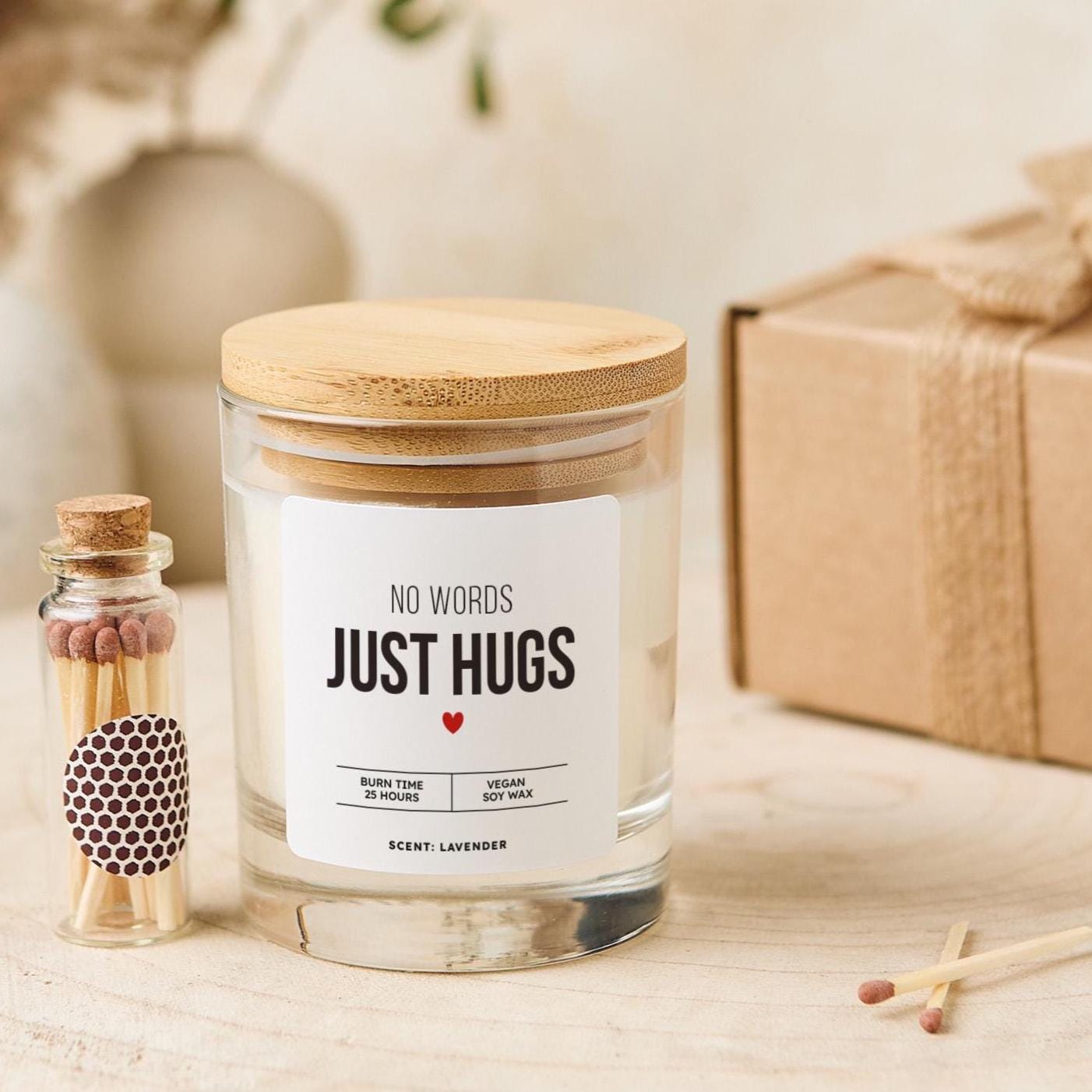 Support Candle Memorial Gift No Words Just Hugs Sending Hug Keepsake Friend Bereavement Gift In Loving Memory of Mum Dad Grandad Grandma