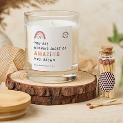 Teacher Gift Personalised Thank You Candle and Match Set Amazing Teacher Assistant Nursery Carer Childcare Appreciation End of Term Keepsake