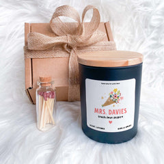 Teacher gift scented candle Teach love inspire FREE GIFT PACKAGE matches Thank you gift End of year Christmas Head Assistant Appreciation