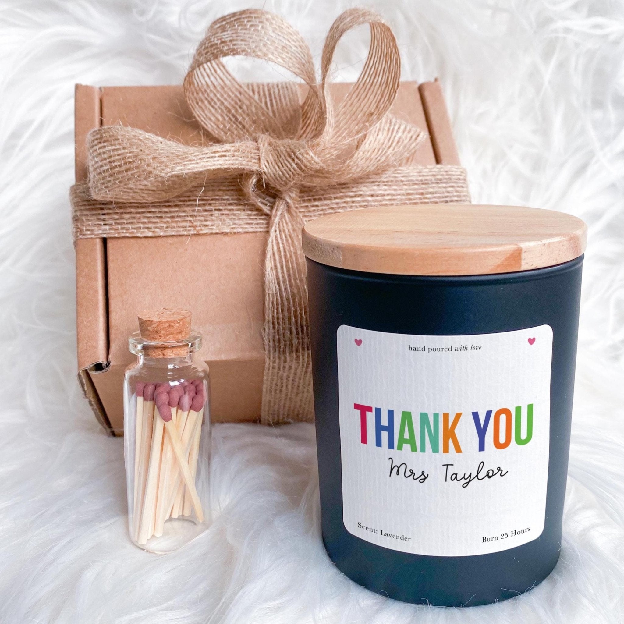 Teacher Thank You Candle Gift Colourful Rainbow End of Term or Teacher's Day Present for Teacher Assistant or Mentor Teacher Appreciation