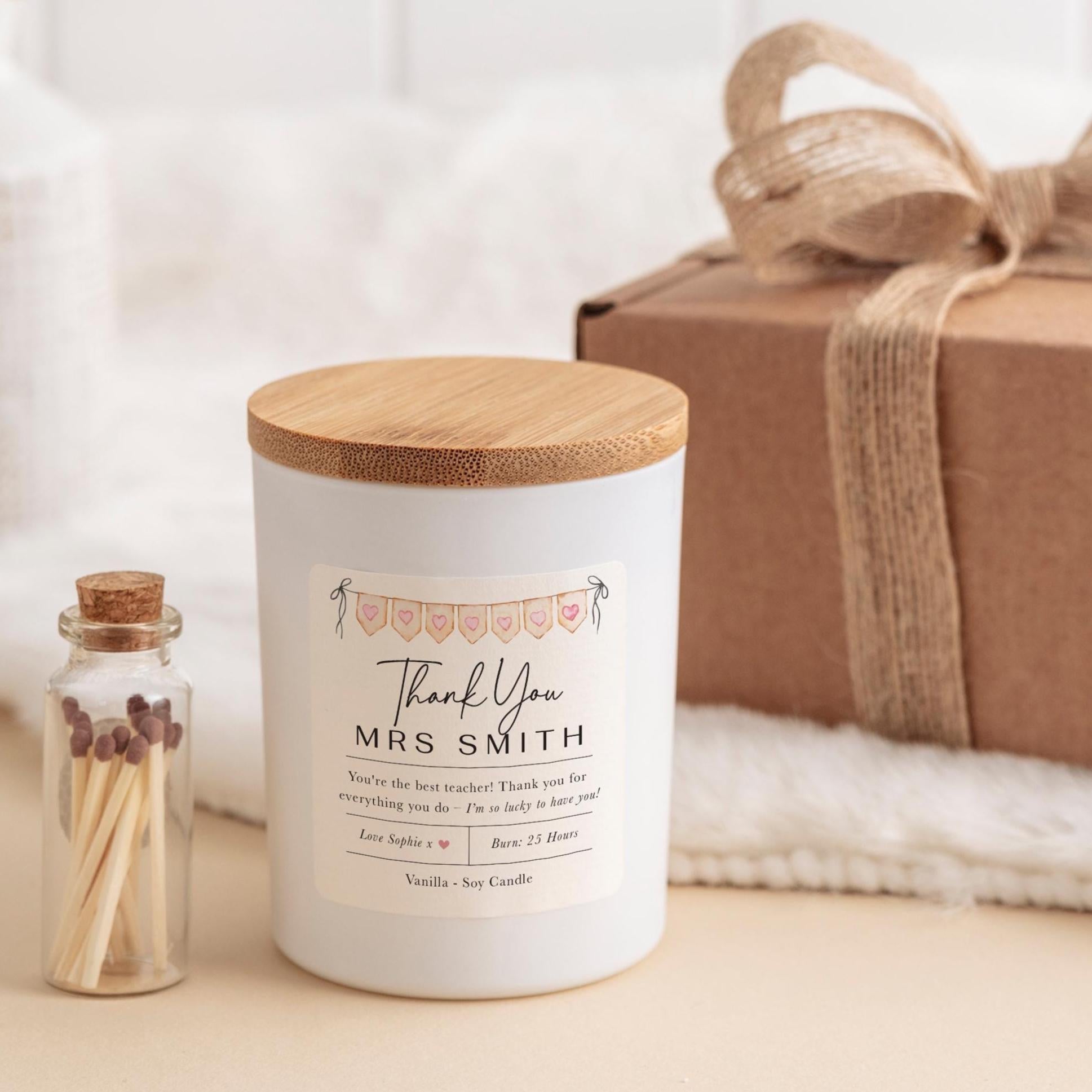 Teacher Thank You Candle Gift Set End of Term Christmas Teacher's Day Present for Teacher from Child for Her Him Teacher Appreciation Gifts