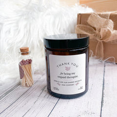 Thank you for being my unpaid therapist candle Gift for friend mum sister Thank you gift Scented Candle Gift Set Christmas Birthday Gift