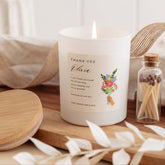 Thank you scented candle with text FREE Gift Box Matches Gift for her him Minimalist luxury Teacher appreciation Friend mum boss colleagues