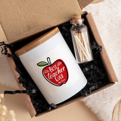 Thank you teacher scented candle gift set with name FREE gift box and matches jar Personalised end of term present Teacher appreciation