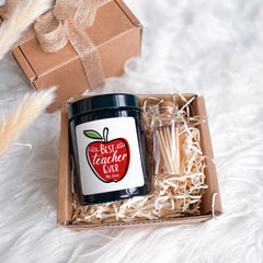 Thank you teacher scented candle gift set with name FREE gift box and matches jar Personalised end of term present Teacher appreciation
