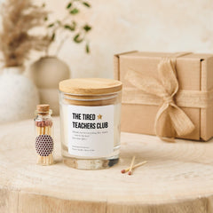 The Tired Teachers Club Funny Teachers Candle Set A Fun Thank You Gift for Teachers Teaching Assistants or Hardworking Educators
