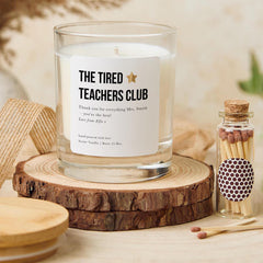 The Tired Teachers Club Funny Teachers Candle Set A Fun Thank You Gift for Teachers Teaching Assistants or Hardworking Educators