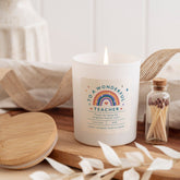 To a wonderful teacher scented candle with rainbow FREE GIFT PACKAGE and mini matches jar Teacher gift with your thank you message