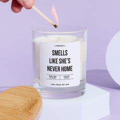 Travel lover Gift for Her Smells Like She's Never Home Funny Candle Gift Keepsake for Social Travellers Vegan Gift Camper Gift Travel - Themed