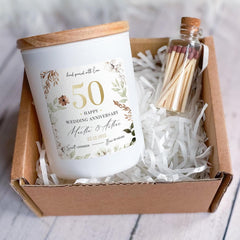 Wedding Anniversary Scented Candle Gift Celebrating 25th 30th 40th 50th or 60th Personalised Gift For Parents Mum Dad Grandparents Friend