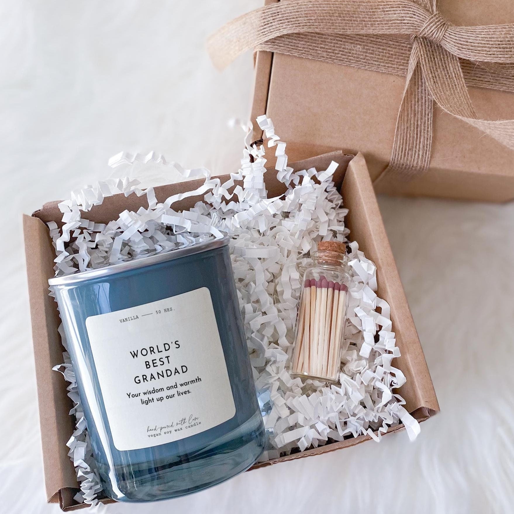 World's best grandad candle gift set with mini matches jar and gift box Gift for grandad Christmas Father's Day Grandpa's birthday present