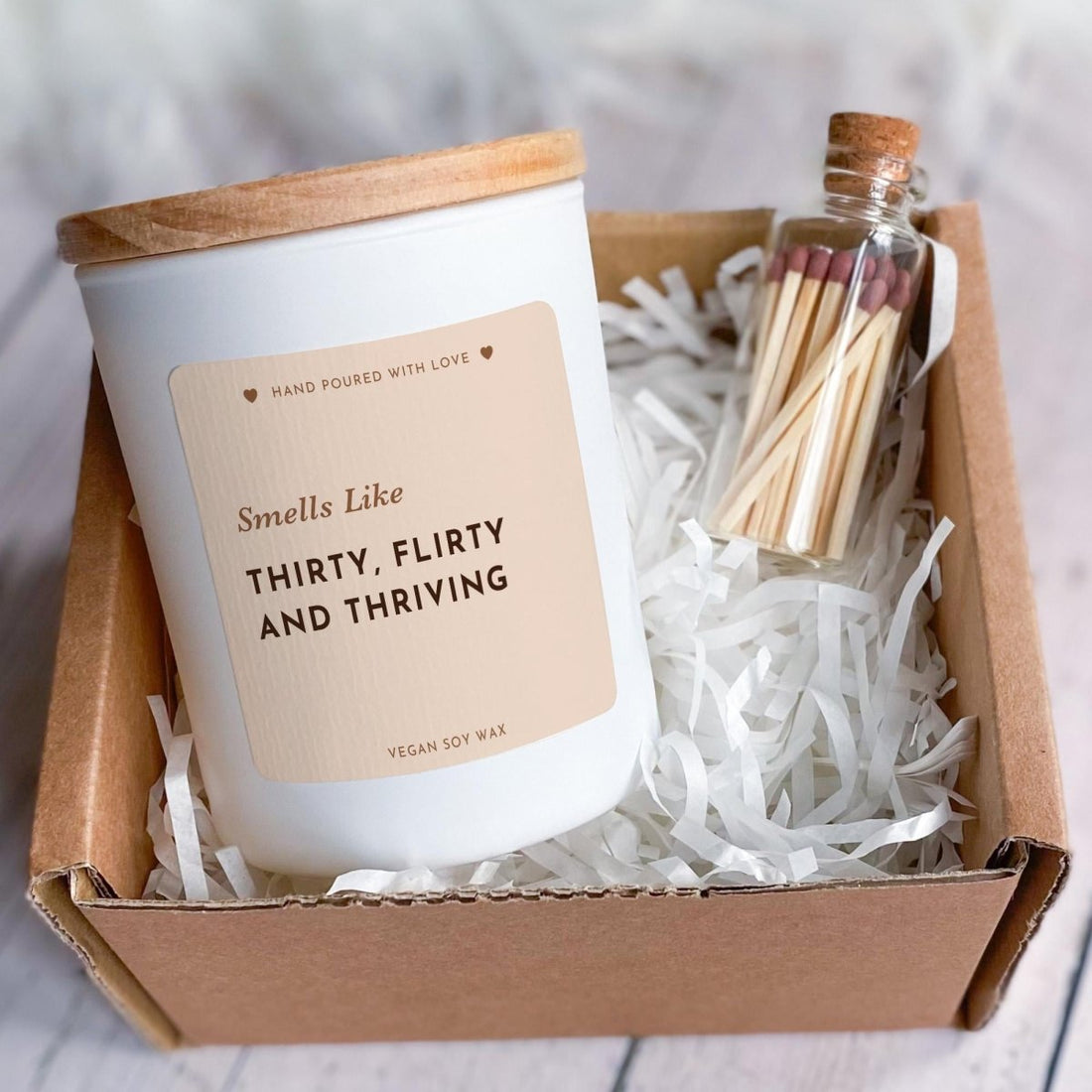 30th Birthday Candle Gift – Thirty, Flirty and Thriving, Funny 30th Birthday Present for Her, Friend or Sister