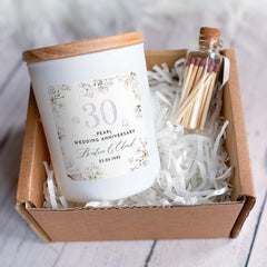 30th Pearl Wedding Anniversary Scented Candle Personalised Gift for Couples Friends Family with Names & Date 30 Anniversary Keepsake