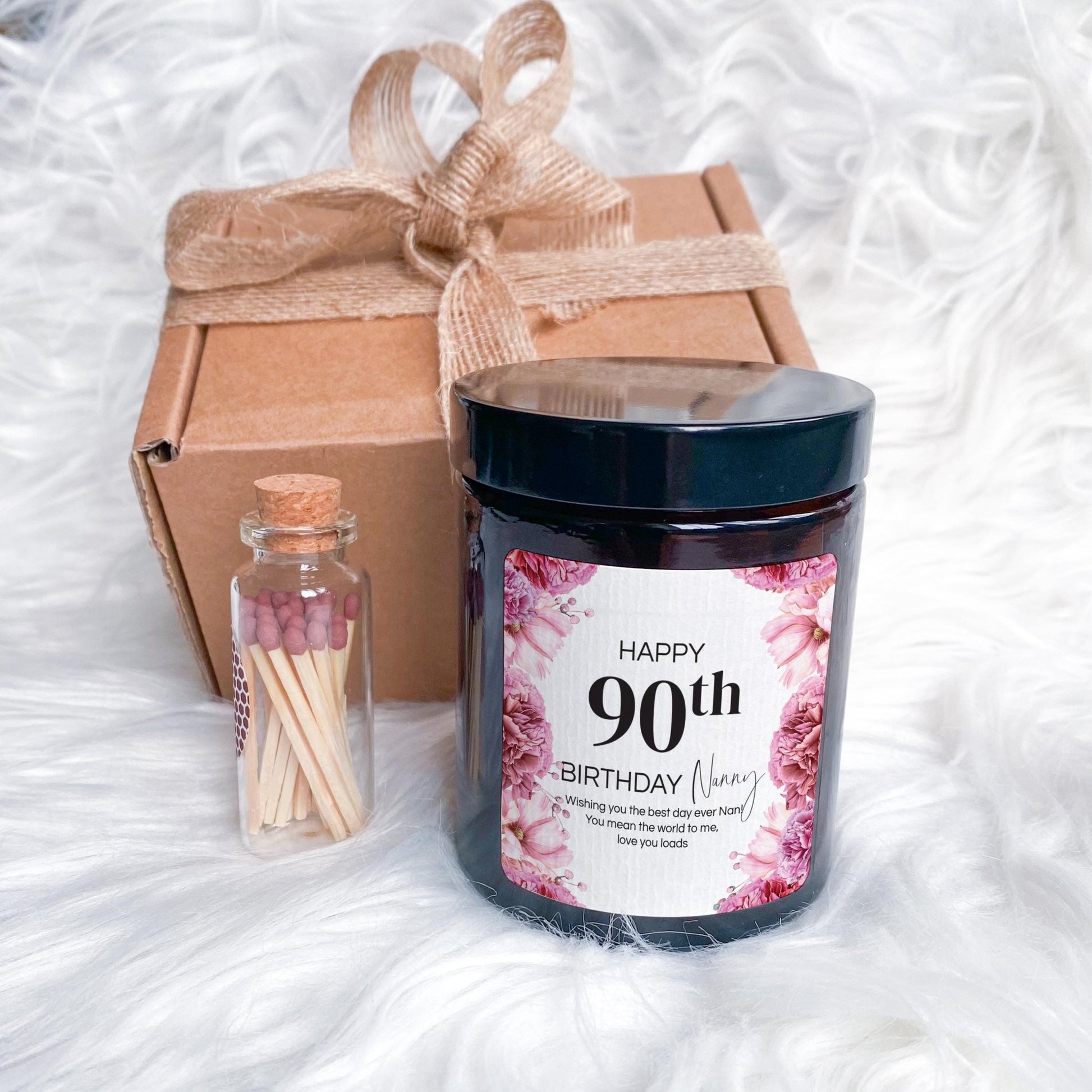 90th Birthday Candle Gift for Nanny ANY AGE 60th 70th 80th Custom Present for Nan Nanny Gran Granny Grandma Mum Mummy Auntie