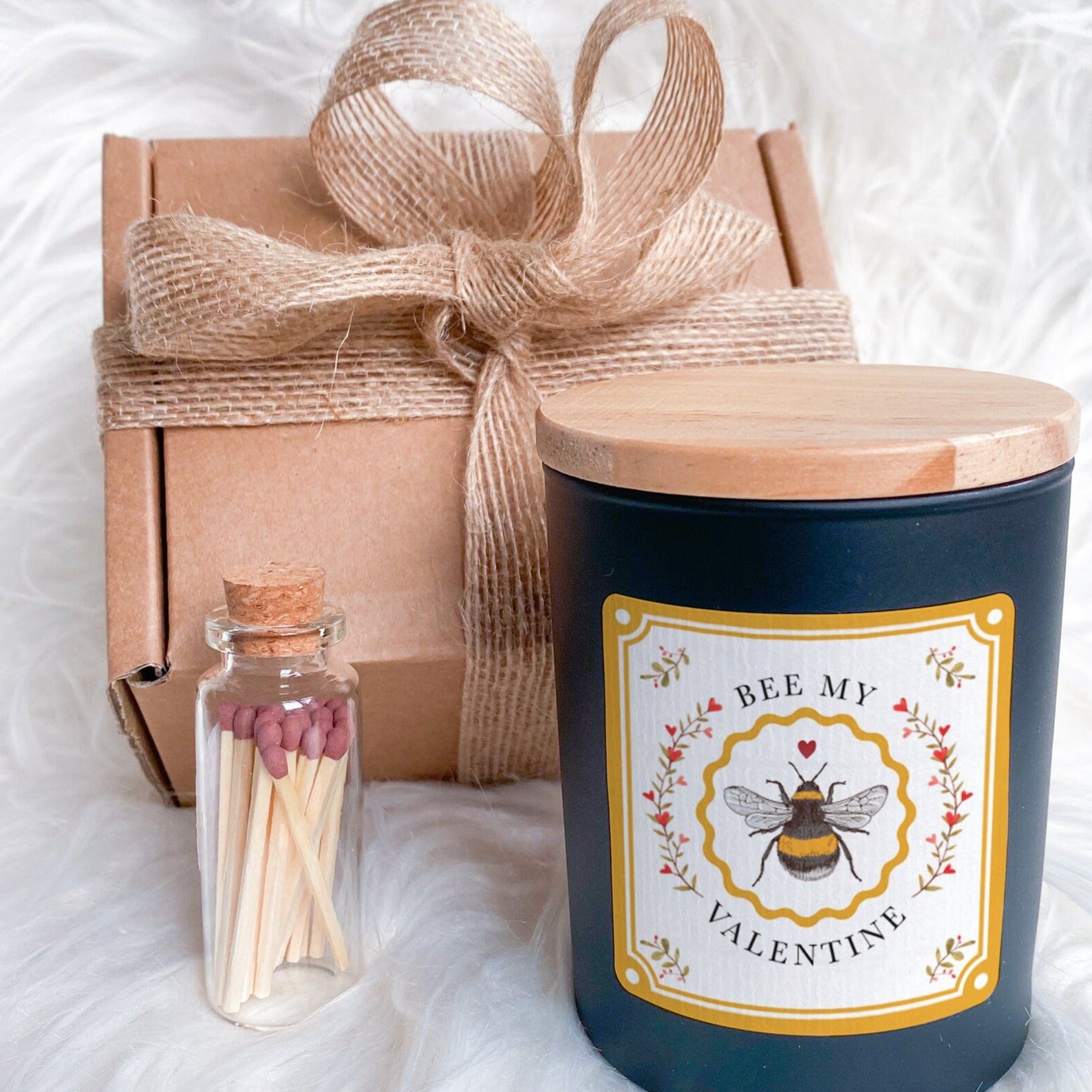 Bee My Valentine Candle Gift for Her Gift for Him Soy Wax Candle Vegan Valentines Gift for Wife Girlfriend Husband Fiancee Newlywed happyinky