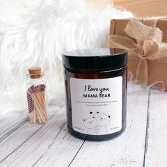 I love you mama bear scented soy wax vegan candle Mother's Day Christmas Birthday gift for mum mummy mom mommy First Mothers Day keepsake happyinky
