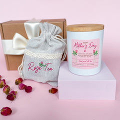 Mother's Day scented candle with rose tea, FREE GIFT PACKAGING, Soy wax vegan candle, Gift for mum happyinky