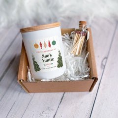 Personalised First Christmas as Uncle Auntie Scented Candle Xmas Gift for Godmother Stepmother Stepdad Godfather Cousin 1st Unique Vegan happyinky