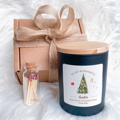 Personalised Scented Candle Christmas Gift for Auntie, Gift Box for Her, Merry Christmas Cosy Stylish Unique Vegan Xmas Present