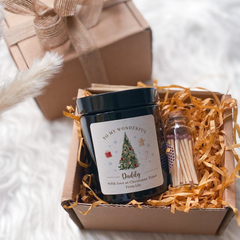 Personalised Scented Candle Christmas Gift for Daddy, Gift Box for Him, Merry Christmas Cosy Stylish Unique Vegan Xmas Present