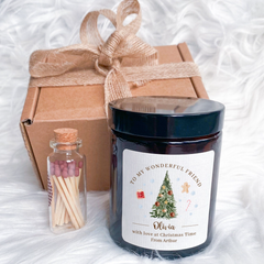 Personalised Scented Candle Christmas Gift for Friend, Gift Box for Her Him, Merry Christmas Cosy Stylish Unique Vegan Xmas Present