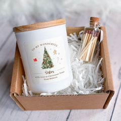 Personalised Scented Candle Christmas Gift for Grandparents, Grandma Grandad Gift Box, Merry Cosy Stylish Unique Vegan Xmas Present