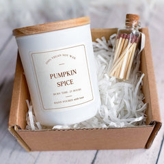 Scented candle with wooden lid and matches in a jar, Pumpkin Spice, Cosy autumn gift, Pumpkin Spice Gingerbread Lavender Holiday Candles happyinky