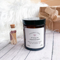 Thank you for being my unpaid therapist candle Gift for friend mum sister Thank you gift Scented Candle Gift Set Christmas Birthday Gift happyinky