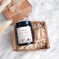 Thank you teacher scented candle with teacher's and student name FREE GIFT PACKAGE and mini matches jar Teacher thank you gift happyinky